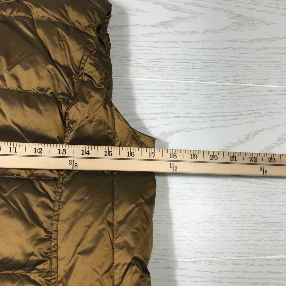 Womens Duck Down Quilted Puffer Vest Size Small Gold Zip Pockets High Collar - Picture 4 of 14